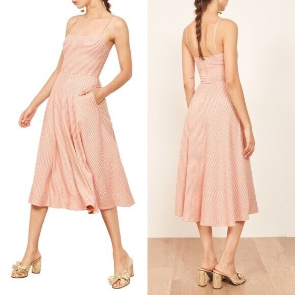 COPY - Reformation Bettie Pink Striped Dress NWOT